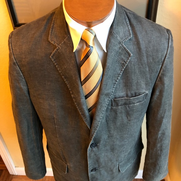 Material London Dark Gray Linen Jacket Size 42R - Picture 6 of 15